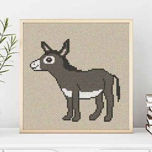 PATTERN : Animal cross stitch pattern, Donkey, Modern Cross Stitch Pattern, Cute Cross Stitch Pattern, Instant Download