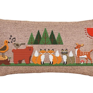 PATRÓN : Patrón punto de cruz Animales del bosque, Patrón punto de cruz moderno, Funda de almohada, Patrón lindo punto de cruz, Descarga instantánea PDF