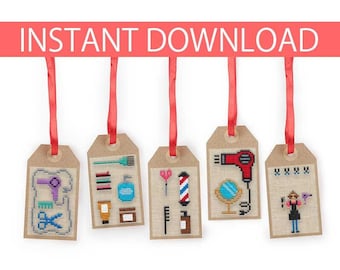Hairdresser Cross Stitch Pattern Set: Mini Salon Designs (PDF Download)