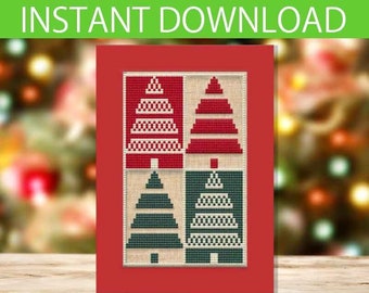 PATTERN : Christmas card cross stitch pattern (4), Christmas tree cross stitch, Gift tags, Christmas ornament, Thank You tags,