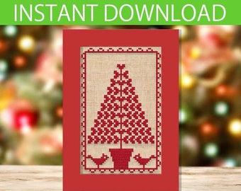 PATTERN : Christmas card cross stitch pattern (3), Christmas tree cross stitch, Gift tags, Christmas ornament, Thank You tags,