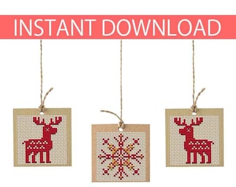 PATTERN : Christmas reindeer cross stitch pattern, Reindeer silhouette, Christmas ornament, Modern Cross Stitch, Instant Download