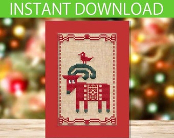 PATTERN : Christmas card cross stitch pattern (2), reindeer cross stitch, Gift tags, Christmas ornament, Thank You tags,