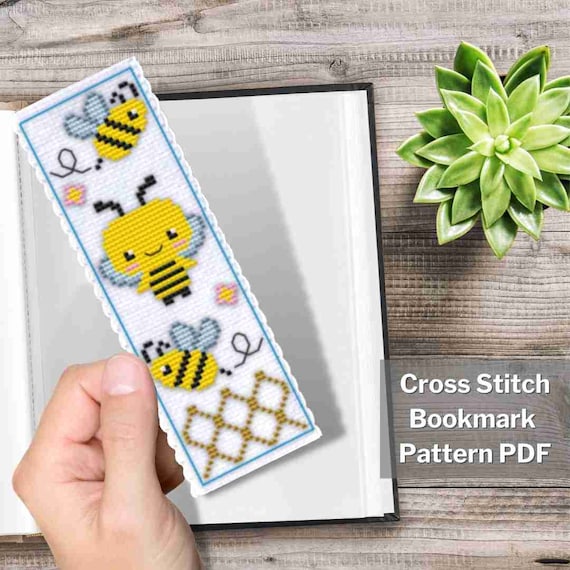 Honey Bee Cross Stitch Bookmark Pattern PDF 2x6 Tiny | Etsy