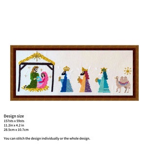 Kerstkruissteekpatroon | Kerststal | De 3 wijzen | Kerststal | Cadeaukaartjes kruissteek | Klein | Eenvoudig | PDF | #37