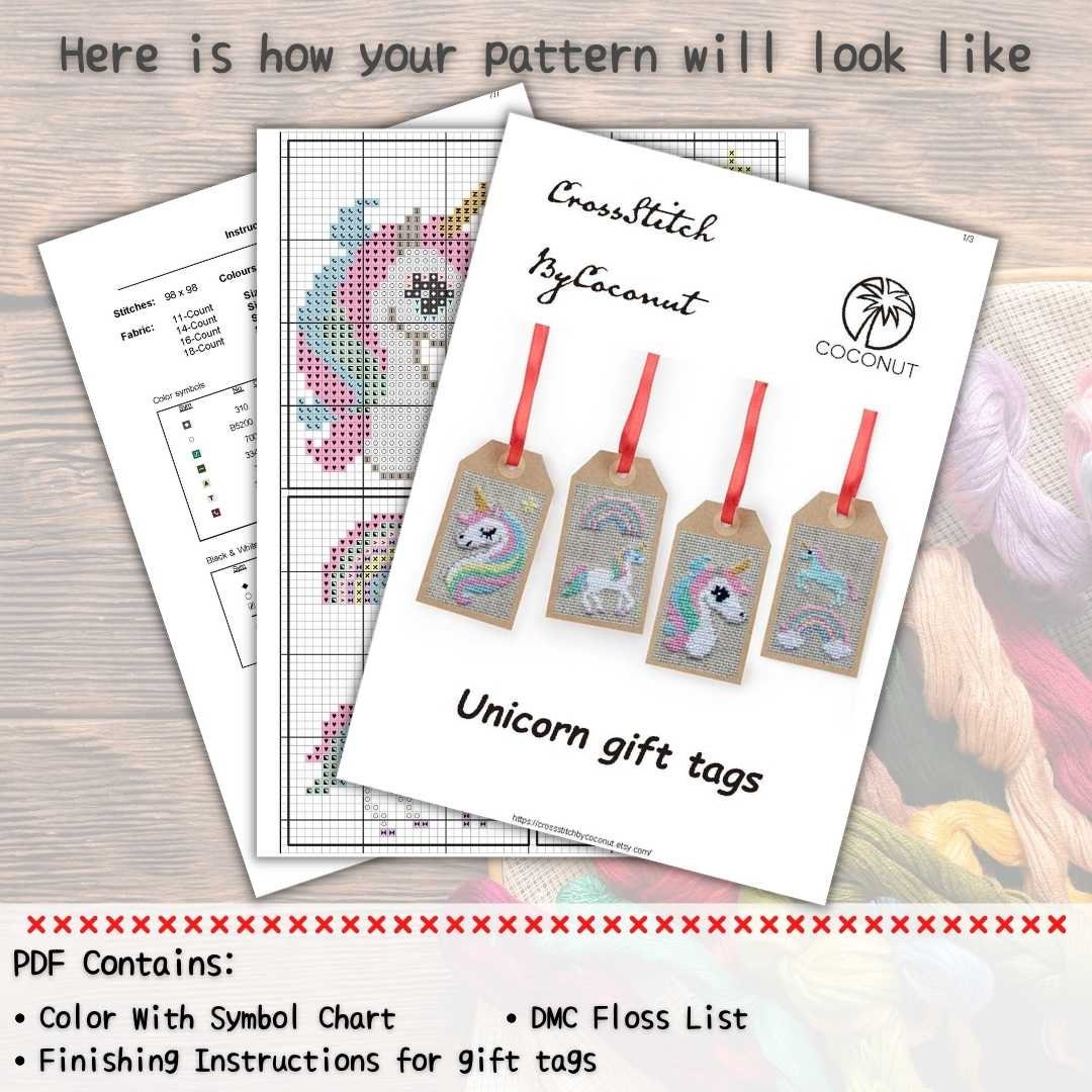Small Unicorn Cross Stitch Pattern 2 Inch Wide Cross Stitch Etsy
