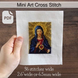 Immaculate Heart of Mary Cross Stitch Pattern: Small Catholic Design, 3.5&quot; Tall (PDF Download)