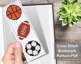 Sports Balls Cross Stitch Bookmark Pattern (PDF Download)