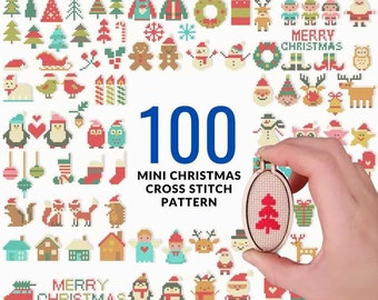 Small Christmas cross stitch patterns | 1.5" tall | Cross stitch Christmas ornaments | Mini | Tiny | Simple | Easy | PDF download | #039