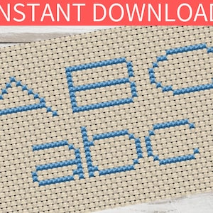 Cross Stitch Alphabet Pattern: 9 Stitches Tall, Small Font (PDF Pattern)