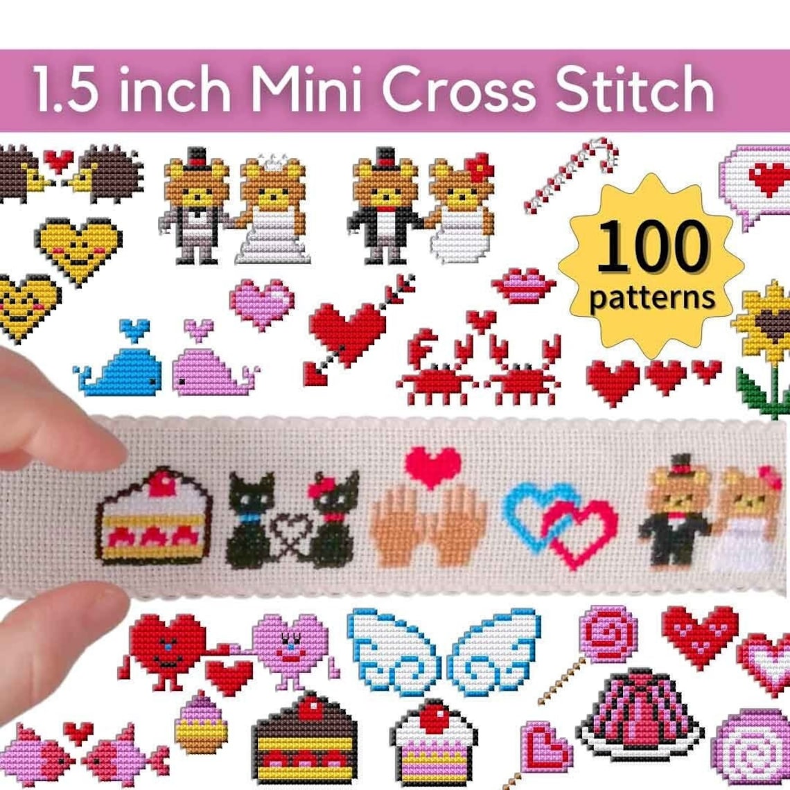Small Cross Stitch Patterns PDF 1.5 Tall Wedding Cross - Etsy