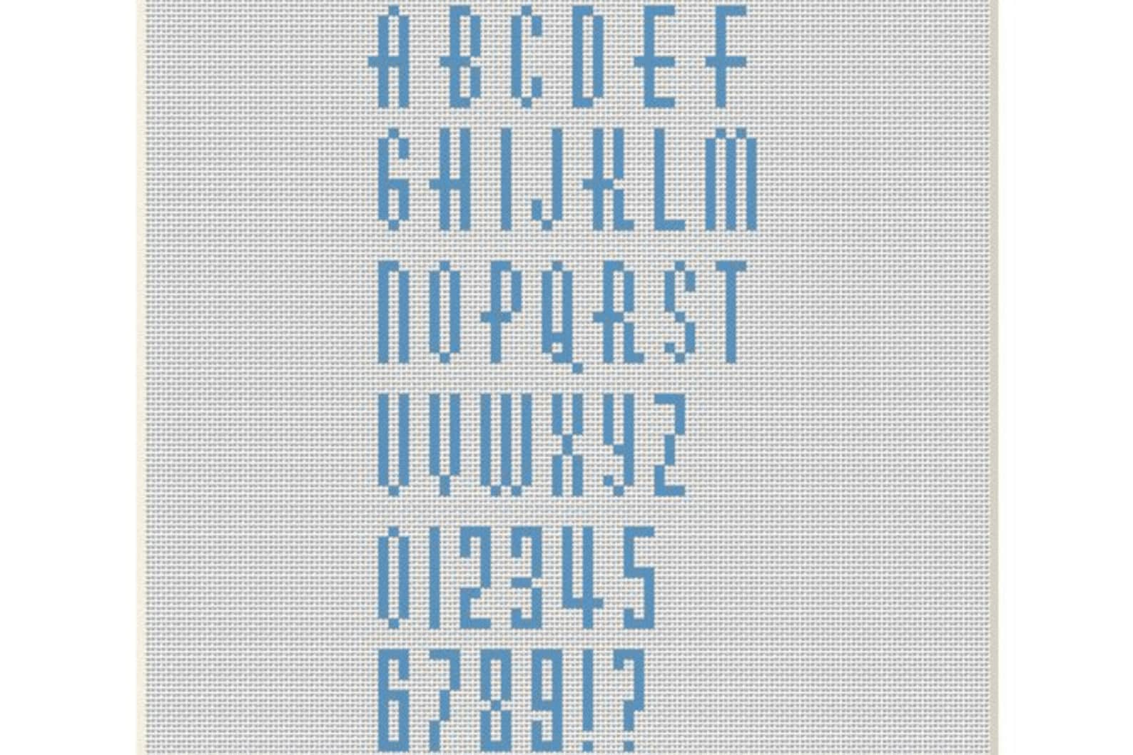 10 stitches tall UPPERCASE cross stitch alphabet font Etsy