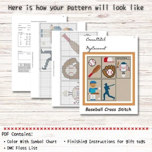 Small Baseball Cross Stitch Pattern, PDF Download, 2 Inches, Sports ...