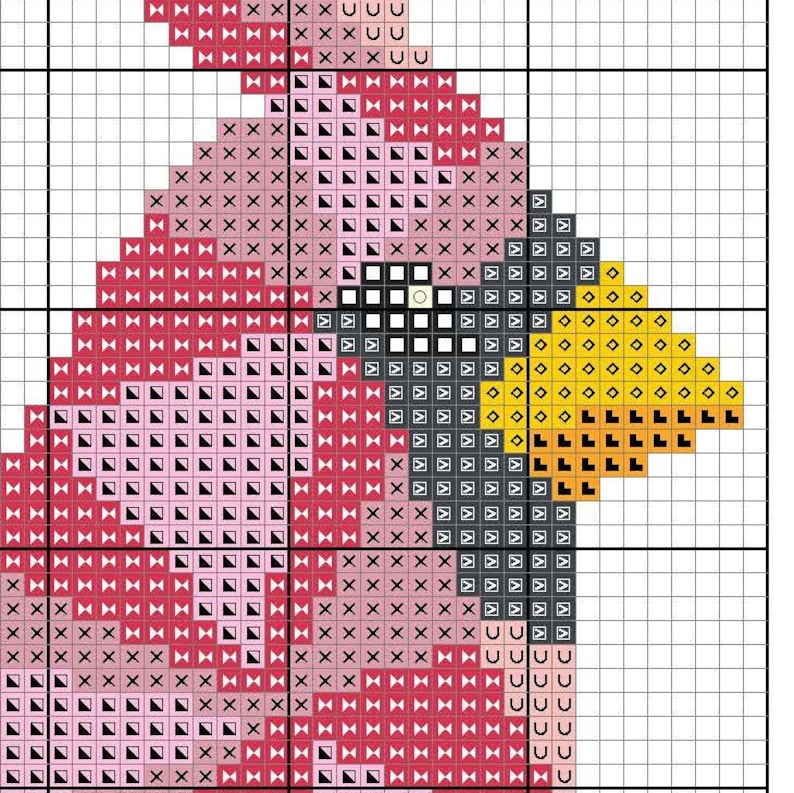 Grid Pattern Cardinal Geometric Cardinal Cross Stitch Pattern: Modern Polygon Bird (PDF ...