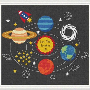 Space cross stitch pattern, Planets cross stitch pattern, Solar system, Modern Cross Stitch Pattern, Cute Cross Stitch Pattern, Instant  PDF