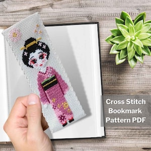 Geisha Cross Stitch Bookmark Pattern: Japanese Kimono (PDF Pattern)