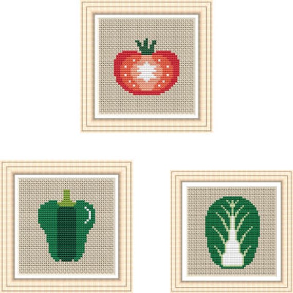 PATTERN Vegetables cross stitch Tomato Chinese cabbage Etsy
