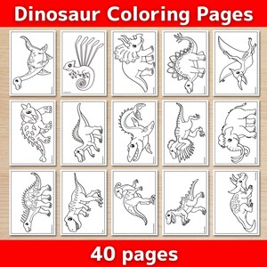 Dinosaur Coloring Pages for Kids, 40 Illustrations (printable PDF - Etsy