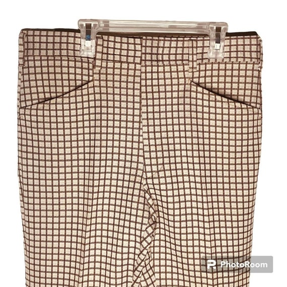 Vintage 70s Beige Brown Gingham Pants