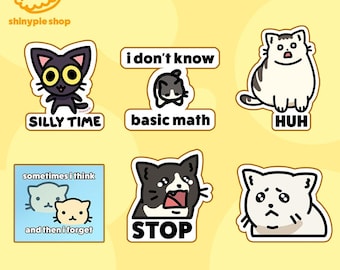 Cat Meme Stickers, Huh Cat Decal, Funny Meme Cat Sticker Combo, Yamero Cat, Sad Cat, Silly Time Cat