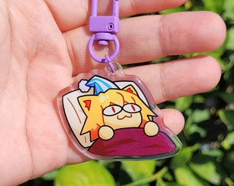 Awake Sleepy Necoarc Charm, Melty Blood Acrylic Charm, Funny Cat Meme Keychain, Arcueid, Type Moon, Carnival Phantasm, Tsukihime