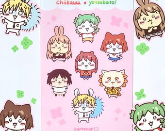 Yotsuba Chiikawa Style Sticker Sheet, Cute Manga Stickers, Yotsuba Decal, Stickers for Water Bottle
