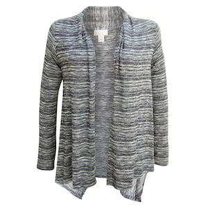 Nature Art Women Long Open Front Cardigan Sweater Diamond Lace Back Asymmetrical - Color Gray