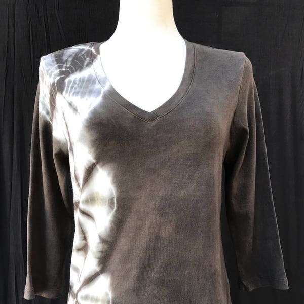 Cotton V Neck 3/4 Sleeve, Hand Dye