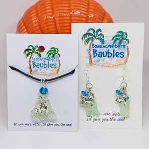 Love My Bulldog Sea Glass Necklace and Earrings Ensemble image 1