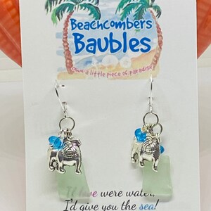 Love My Bulldog Sea Glass Collier et boucles doreilles Ensemble Earrings only