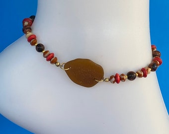 Walk on the Wild Side Beaded Sea Glass Anklet or Bracelet