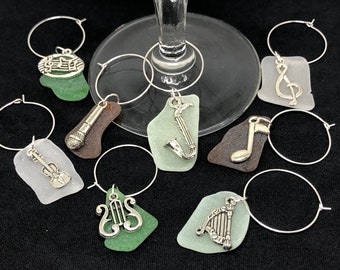 All That Jazz! Sea Glass Stemware Charms - Set of 8