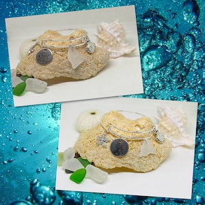 Fantail Sea Glass Mermaid Bangle Bracelets