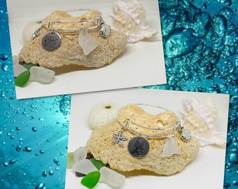 Fantail Sea Glass Mermaid Bangle Bracelets