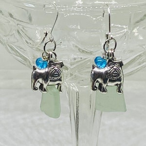 Love My Bulldog Sea Glass Necklace and Earrings Ensemble image 3