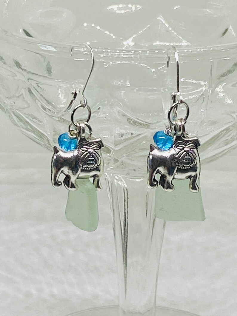 Love My Bulldog Sea Glass Collier et boucles doreilles Ensemble image 3