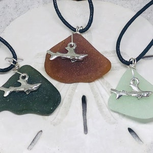 Every Week Is Shark Week! Sea Glass Pendant with Shark Charm
