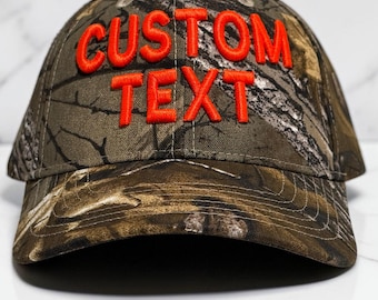 Custom Puff Embroidery Camo Baseball Hat | Raised 3D Text Logo Cap