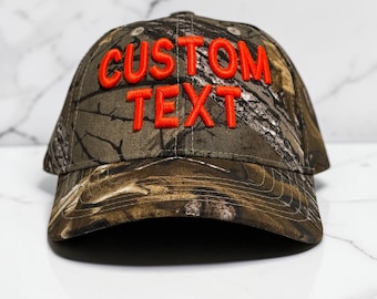 Custom Puff Embroidery Camo Baseball Hat | Raised 3D Text Logo Cap