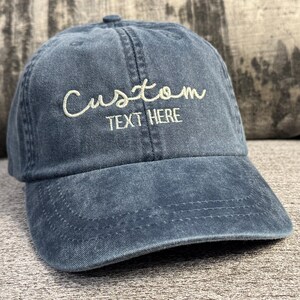 Glittery Thread Custom Embroidered Cotton Baseball Hat: Personalized Text, Pigment-Dyed