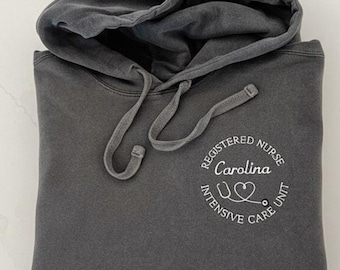 Custom Embroidered Nurse Hoodie, Registered Nurse Gift, Stethoscope Sweatshirt