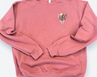 Embroidered Mom Sweatshirt Personalized Mothers Day Gift Mama Bouquet Bella Canvas Crewneck