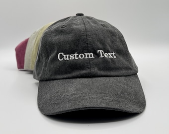 Custom Embroidered Dad Hat Personalized Text Cap Vintage Washed Cotton Adjustable Unisex Headwear