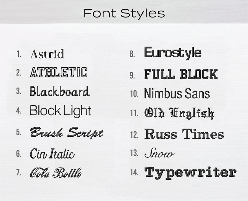 Font choice options