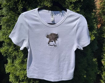Jimothy Embroidered Baby Tee Y2K Crop Top Personalized Text Shirt American Apparel Women