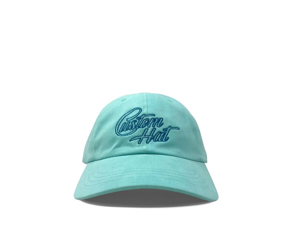 Custom Embroidered Script Hat, Personalized Cotton Twill Cap, Adjustable Brass Buckle Closure