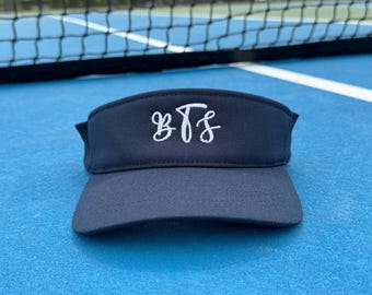 Monogrammed Embroidered Visor, Personalized Sun Hat, Adjustable Performance Headwear, Custom Initial Design