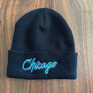 Sample of embroidery on beanie