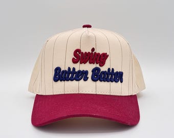 Two-Tone Pinstripe Baseball Designed Canvas Trucker Hat