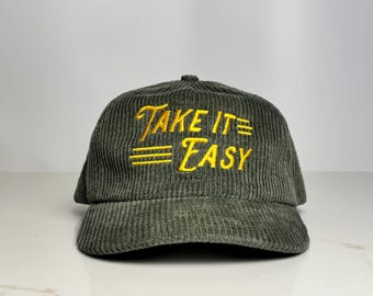 Corduroy workhorse hat with custom embroidery
